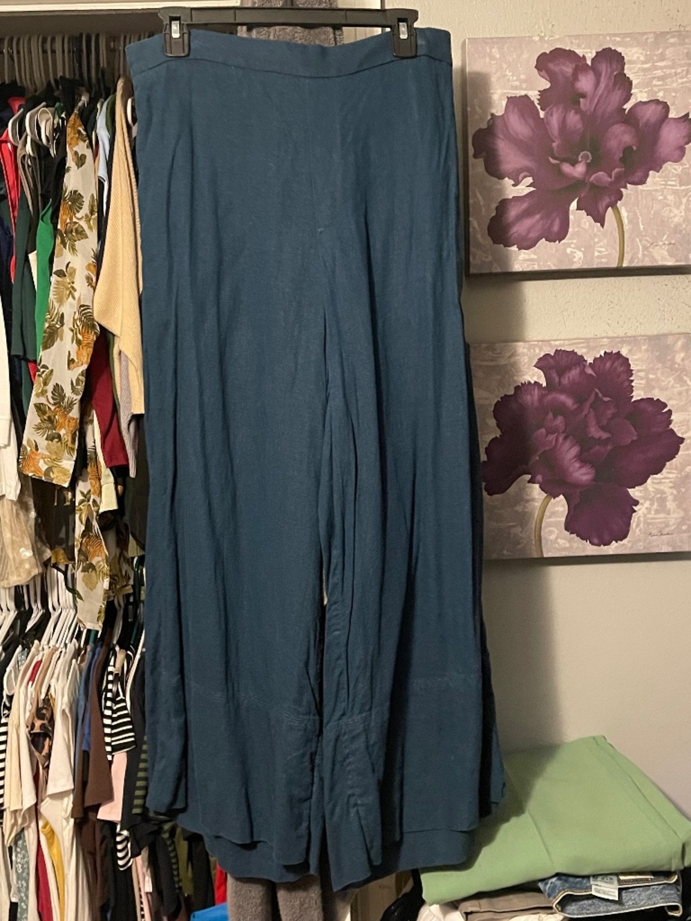 BANANA REPUBLIC ANYDAY WIDE-LEG HIGH-RISE LINEN-BLEND CROPPED PANT Size M